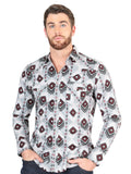 Camisa Vaquera de Hombre El Señor de los Cielos Manga Larga Broche Casual en 97% Algodón 3% Lycra Color Gris 44425