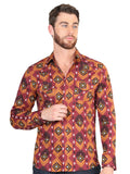Camisa Vaquera de Hombre El Señor de los Cielos 23-18 Manga Larga Broche en 97% Algodón 3% Lycra Color Vino 44426