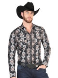 Camisa Vaquera de Hombre El Señor de los Cielos 23-19 Manga Larga Broche en 97% Algodón 3% Lycra Color Negro 44427