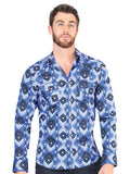 Camisa Vaquera de Hombre El Señor de los Cielos 23-20 Manga Larga Broche en 97% Algodón 3% Lycra Color Azul 44428