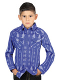 Camisa Vaquera de Niño El Señor de los Cielos Manga Larga Broche Casual en 97% Algodón 3% Lycra Color Azul/Blanco 44440