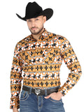 Camisa Vaquera de Hombre El Señor de los Cielos Manga Larga Broche Casual en 97% Algodón 3% Lycra 44477