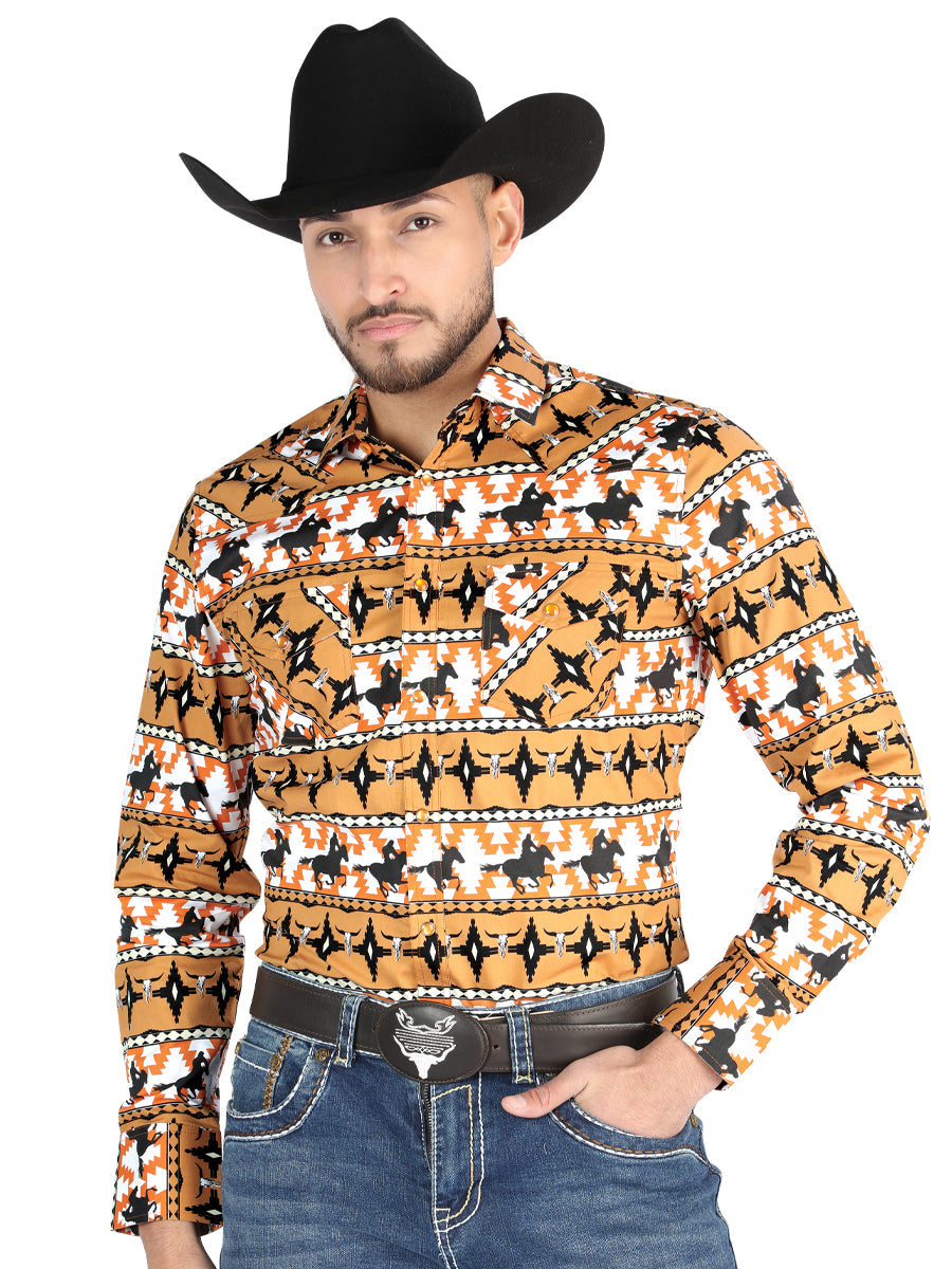 Camisa Vaquera de Hombre El Señor de los Cielos Manga Larga Broche Casual en 97% Algodón 3% Lycra 44477
