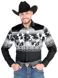 Camisa Vaquera de Hombre El Señor de los Cielos Manga Larga Broche Casual en 97% Algodón 3% Lycra Color Negro 44485