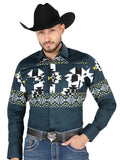 Camisa Vaquera de Hombre El Señor de los Cielos Manga Larga Broche Casual en 97% Algodón 3% Lycra 44486