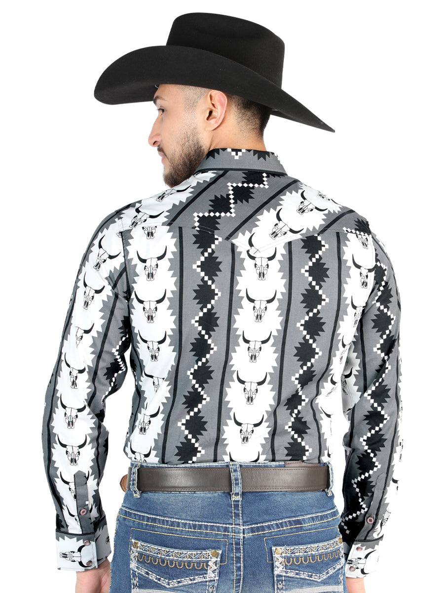 Camisa Vaquera de Hombre El Señor de los Cielos Manga Larga Broche Casual en 97% Algodón 3% Lycra Color Negro 44491