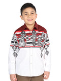 Camisa Vaquera de Niño El Señor de los Cielos Manga Larga Broche Casual en 97% Algodón 3% Lycra Color Vino 44506