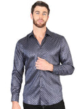 Camisa Vaquera de Hombre El Señor de los Cielos Manga Larga Casual en 97% Poliéster 3% Spandex Color Azul/Oro 44551