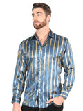Camisa Vaquera de Hombre El Señor de los Cielos Manga Larga Casual en 97% Poliéster 3% Spandex Color Azul Marino 44580