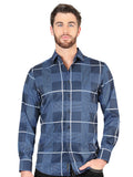 Camisa Vaquera de Hombre El Señor de los Cielos Manga Larga Casual en 97% Poliéster 3% Spandex Color Azul Marino 44600