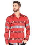 Camisa Vaquera de Hombre El Señor de los Cielos Manga Larga Casual en 97% Poliéster 3% Spandex Color Rojo 44601