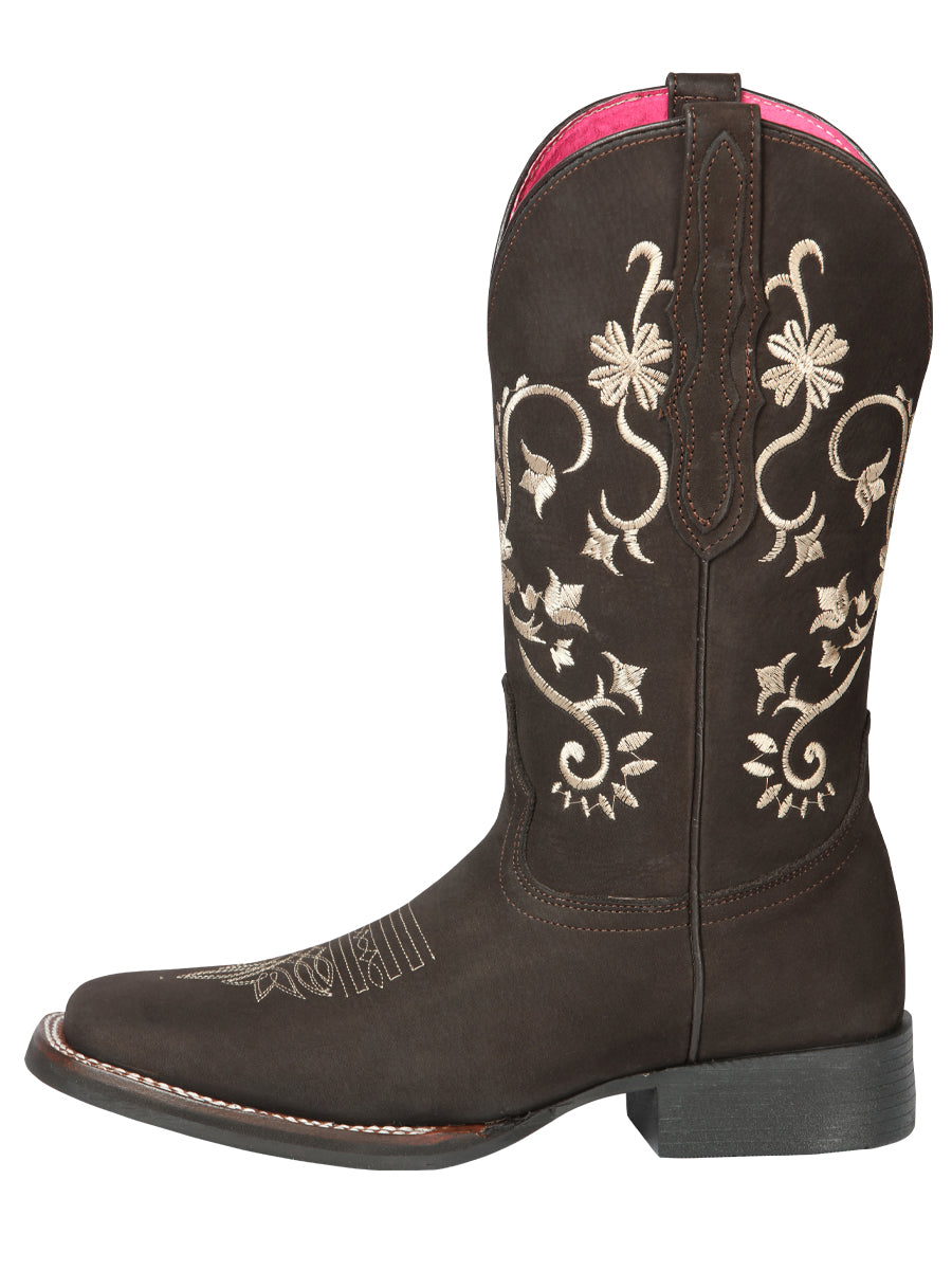 Bota Vaquera de Mujer El General Rodeo en Piel Nobuck Color Café 44642
