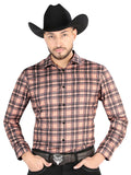 Camisa Vaquera de Hombre El Señor de los Cielos Manga Larga Casual en 97% Poliéster 3% Spandex Color Beige/Negro 44697