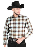 Camisa Vaquera de Hombre El Señor de los Cielos Manga Larga Casual en 97% Poliéster 3% Spandex Color Café 44700