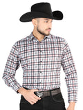 Camisa Vaquera de Hombre El Señor de los Cielos Manga Larga Casual en 97% Poliéster 3% Spandex Color Negro/Blanco 44703