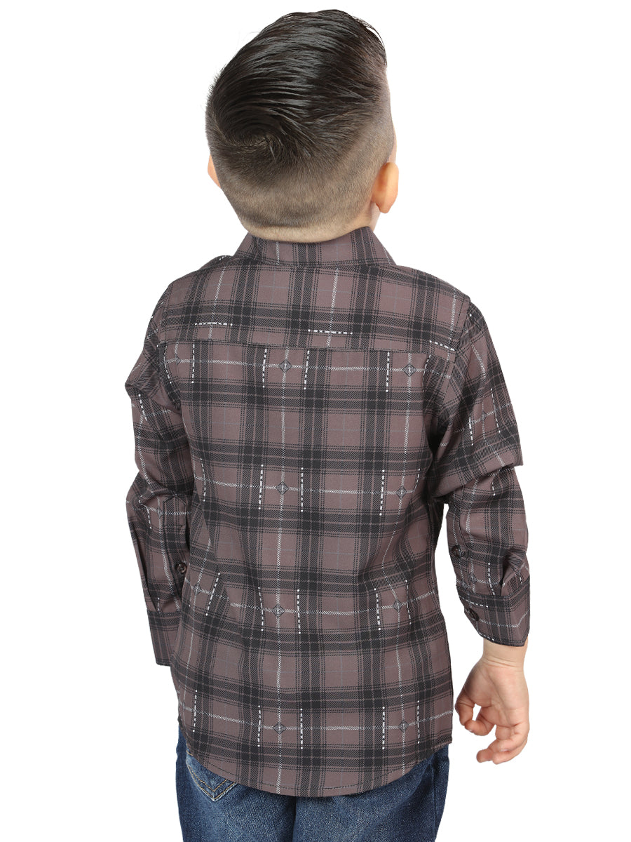 Camisa Vaquera de Niño El Señor de los Cielos Moka/olive Manga Larga Casual en 97% Algodón 3% Spandex 44746