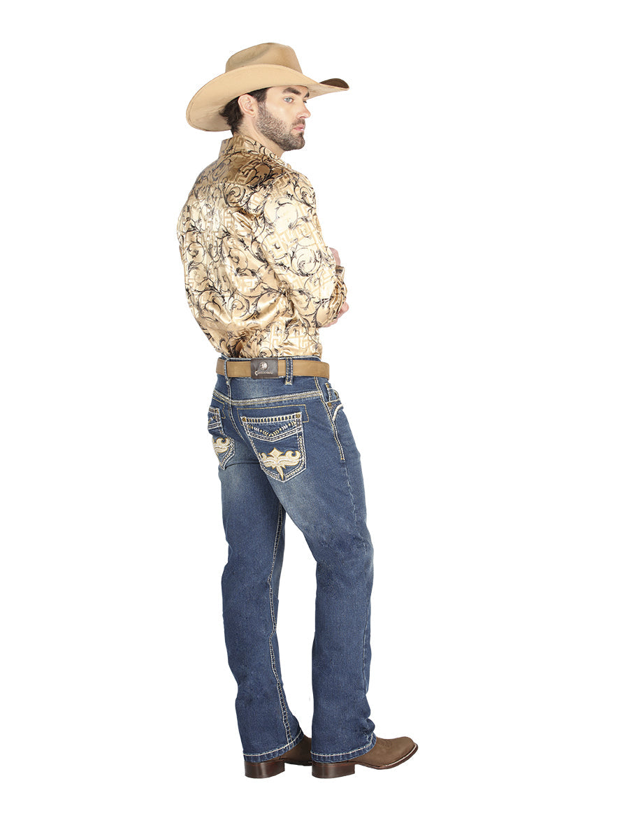 Pantalón de Mezclilla de Hombre Centenario ZD-1001 en Mezclilla Color Azul 44832