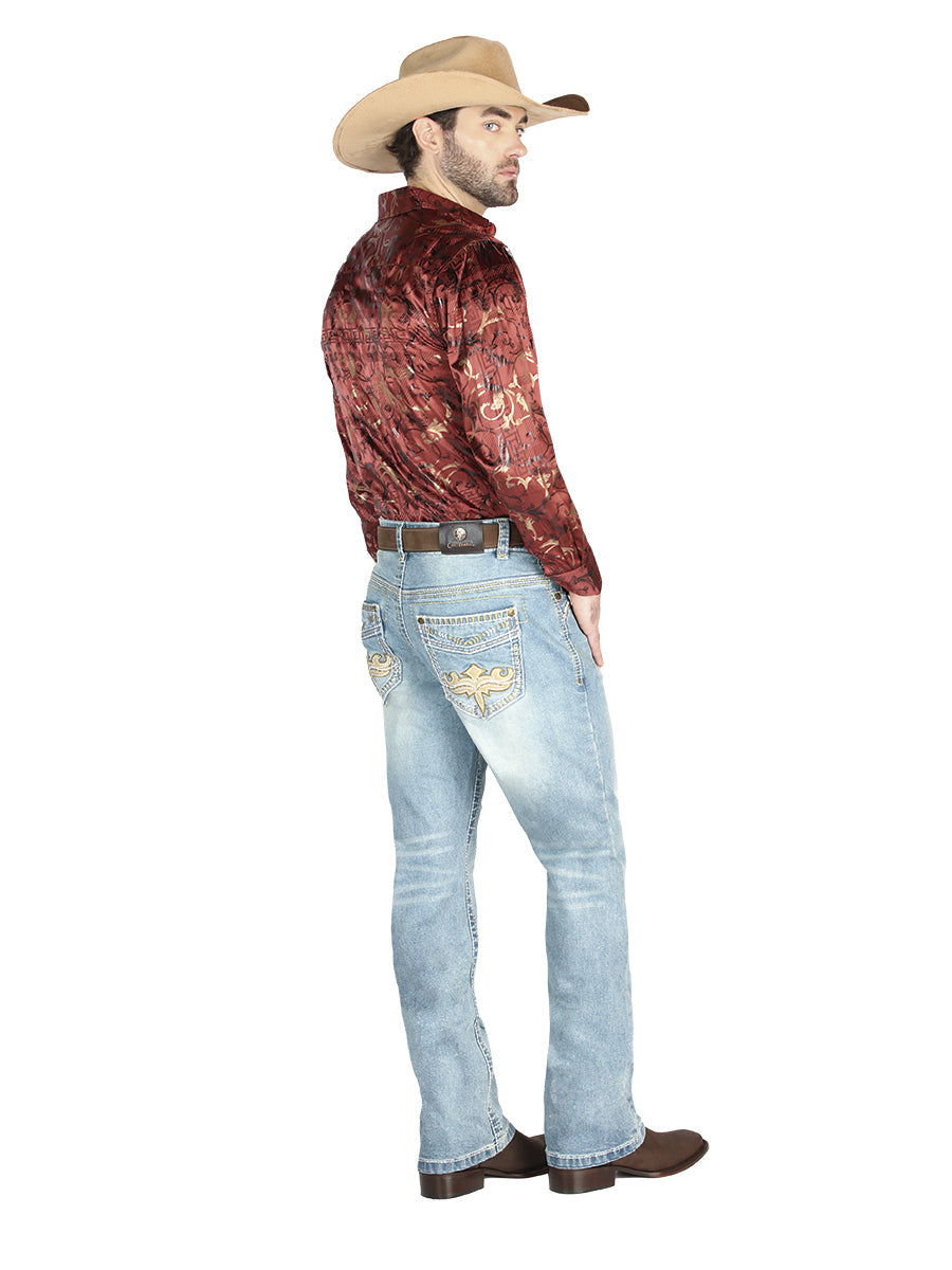 Pantalón de Mezclilla de Hombre Centenario ZD-1001 en Mezclilla Color Azul Claro 44833