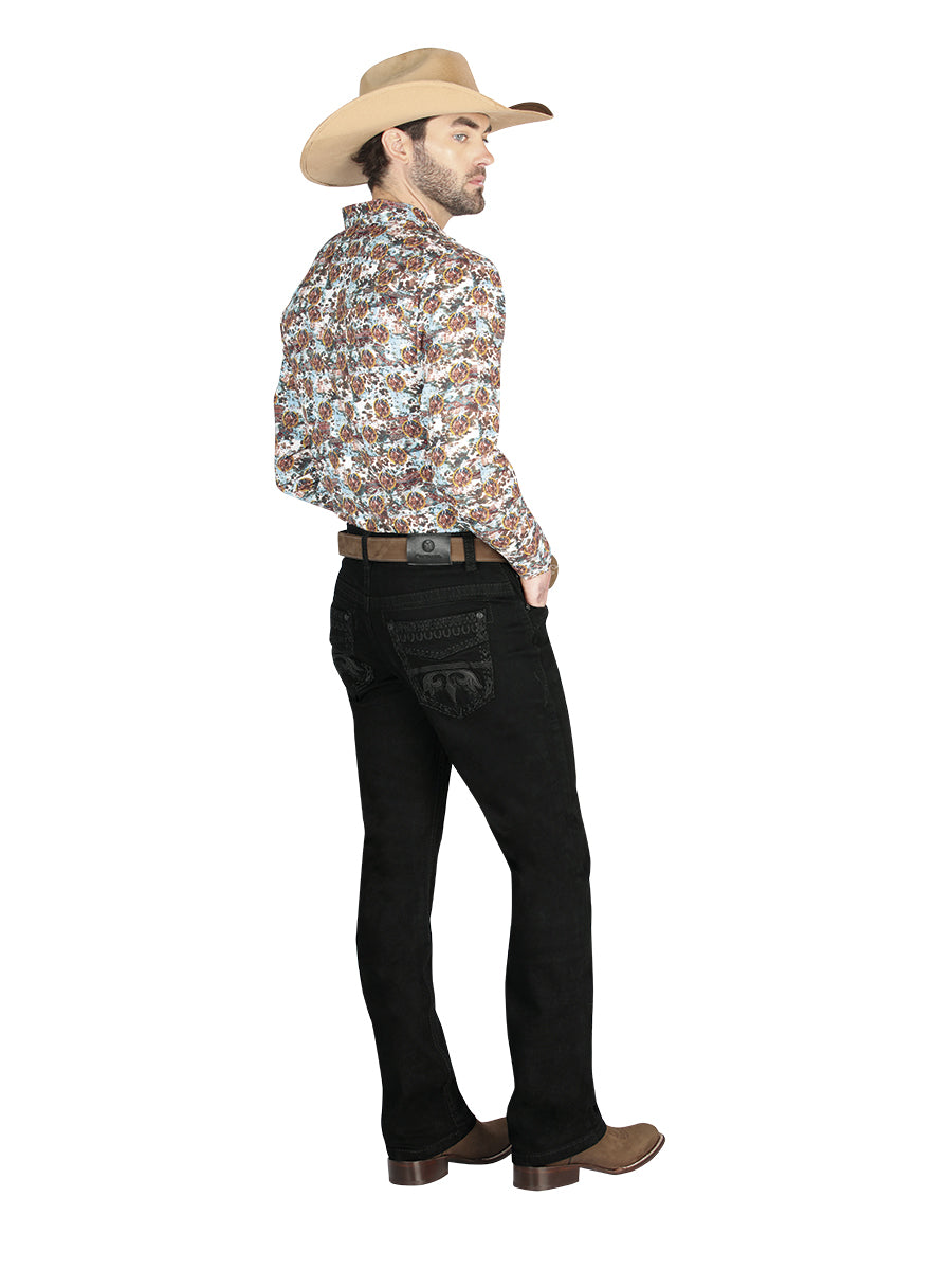 Pantalón de Mezclilla de Hombre Centenario ZD-1002 en Mezclilla Color Negro 44834