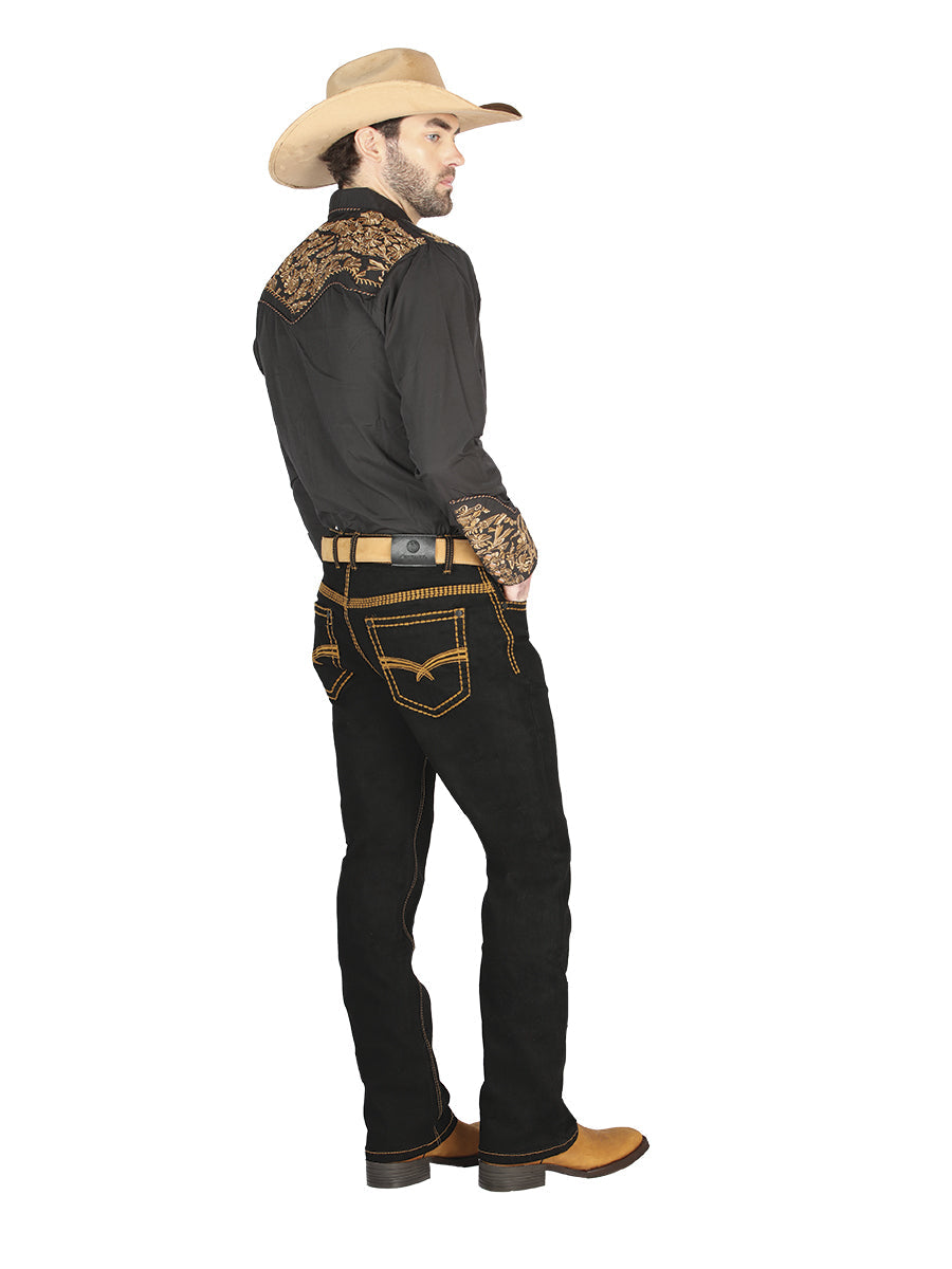 Pantalón de Mezclilla de Hombre Centenario ZD-1005 en Mezclilla Color Negro 44843