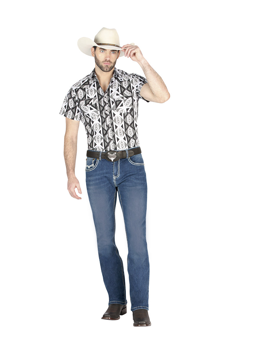 Pantalón de Mezclilla de Hombre Centenario ZD-1005 en Mezclilla Color Azul 44845