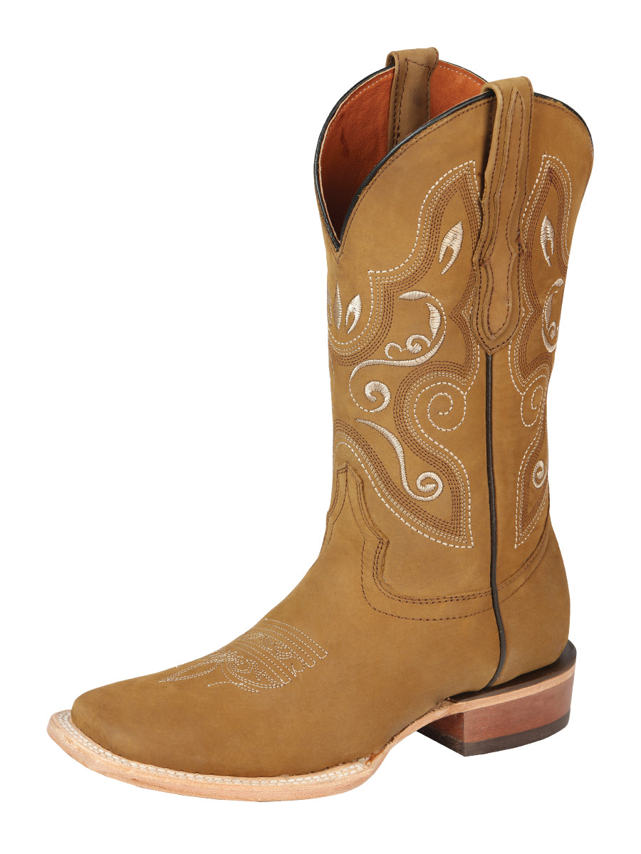 Bota Vaquera de Mujer El General Rodeo en Piel Nobuck Color Miel 44848