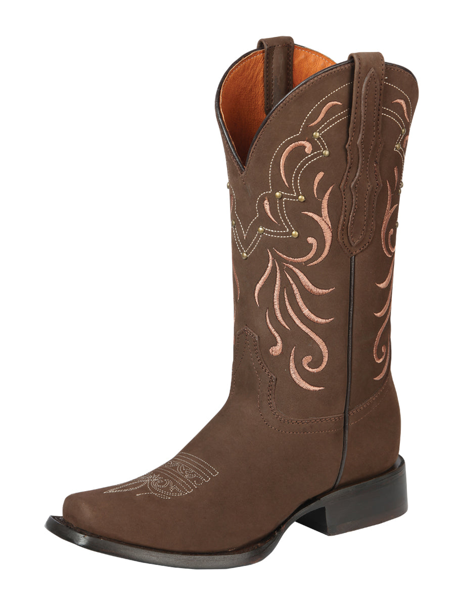 Bota Vaquera de Mujer El General Rodeo en Piel Nobuck Color Camel 44849