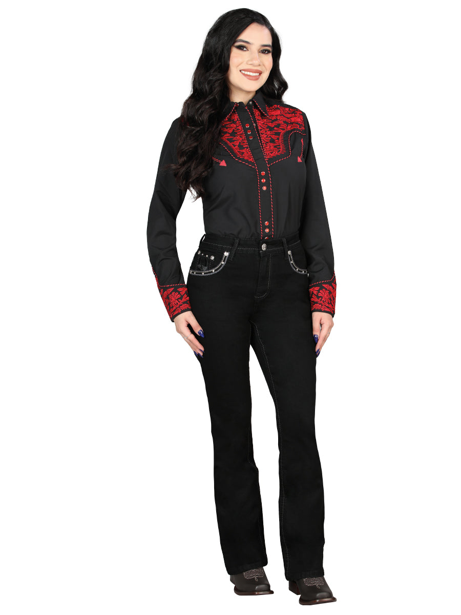 Pantalón de Mezclilla de Mujer Centenario Bootcut en Mezclilla Color Negro 45026