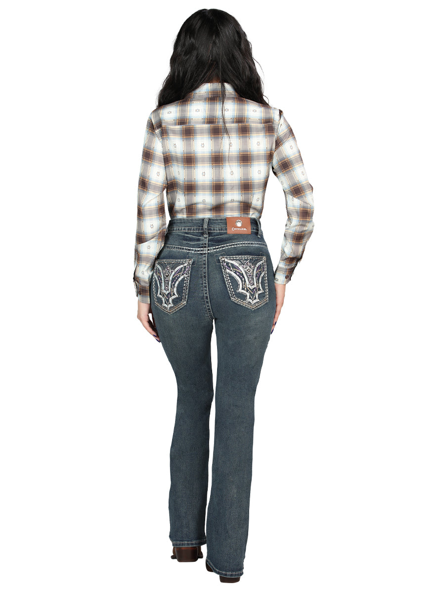 Pantalón de Mezclilla de Mujer Centenario Bootcut en Mezclilla Color Azul 45032