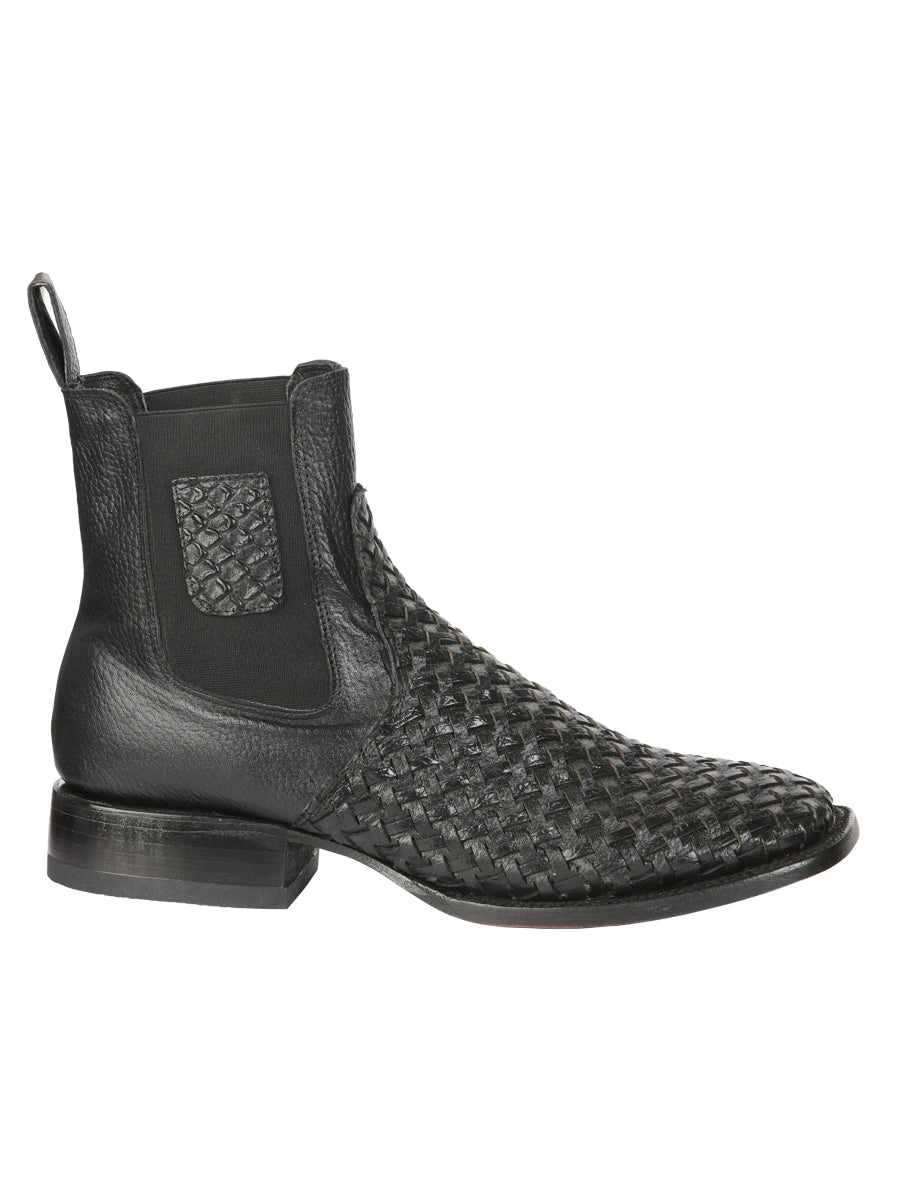 Botín Vaquero de Hombre El General Rodeo Tobillo en Tela Color Negro 45181