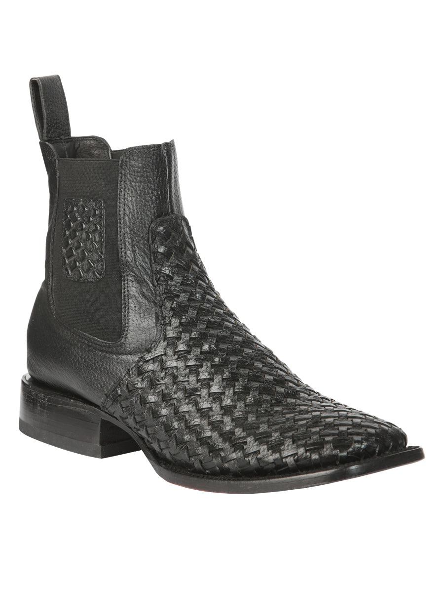 Botín Vaquero de Hombre El General Rodeo Tobillo en Tela Color Negro 45181