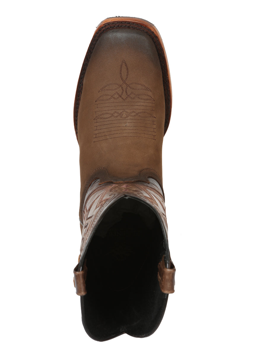 Bota Vaquera de Hombre El General Rodeo en Piel Nobuck Color Camel 45568