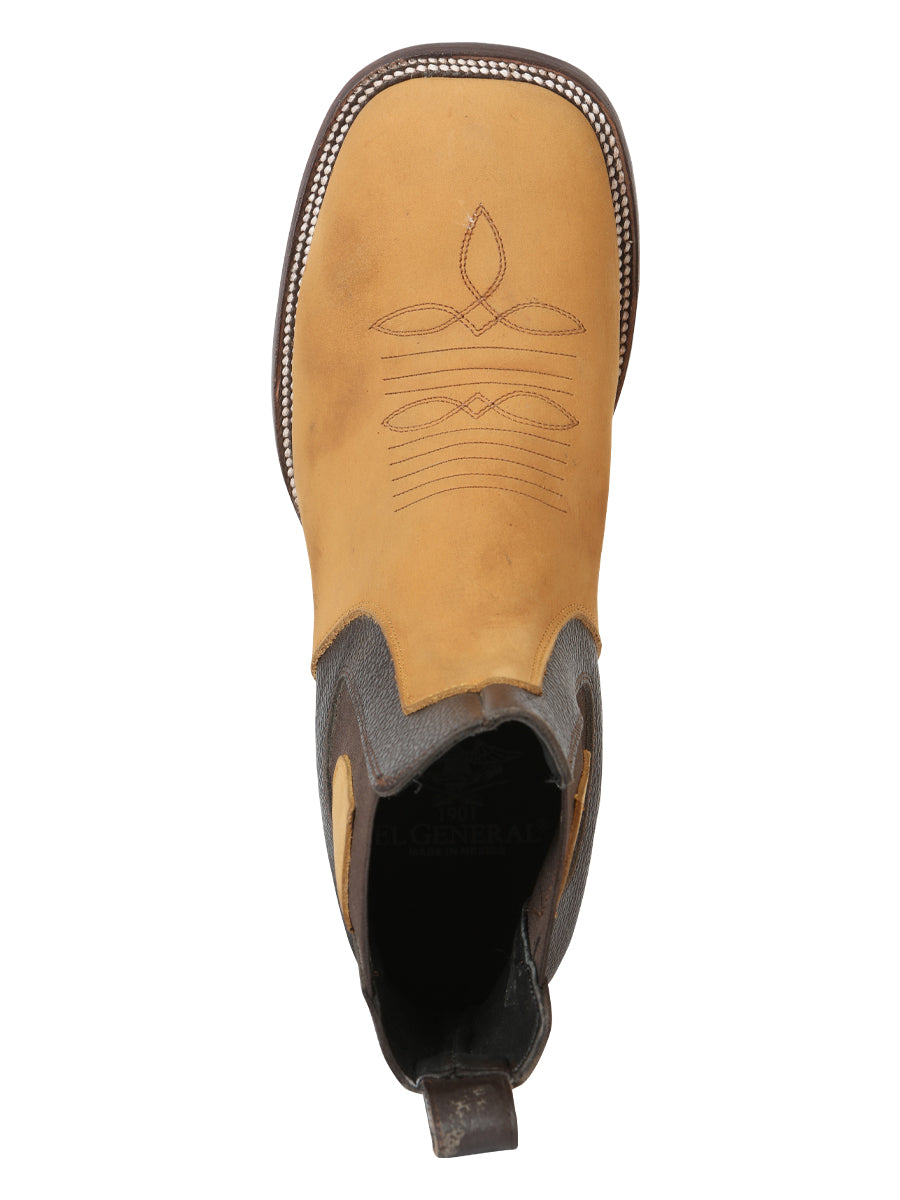 Botín Vaquero de Hombre El General Tobillo en Piel Nobuck Color Miel 45582