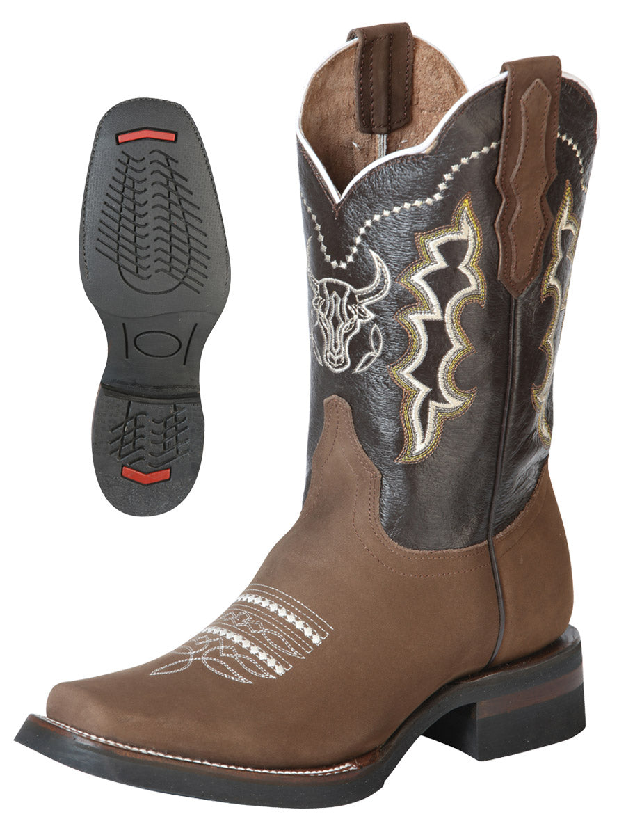 Bota Vaquera de Hombre El General Rodeo en Piel Nobuck Color Camel 51113