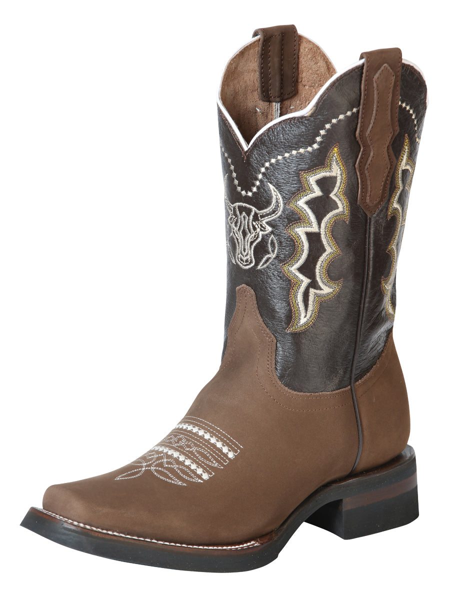 Bota Vaquera de Hombre El General Rodeo en Piel Nobuck Color Camel 51113