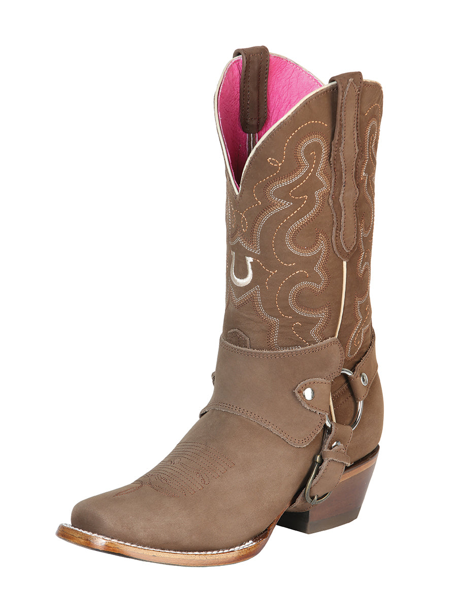 Bota Vaquera de Mujer El General Rodeo en Piel Nobuck Color Camel 51150