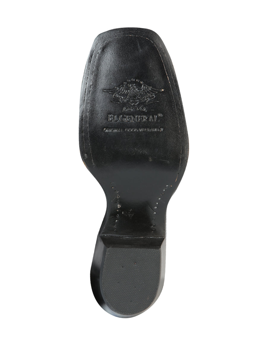 Bota Vaquera de Mujer El General Rodeo en Piel Nobuck Color Negro 51220