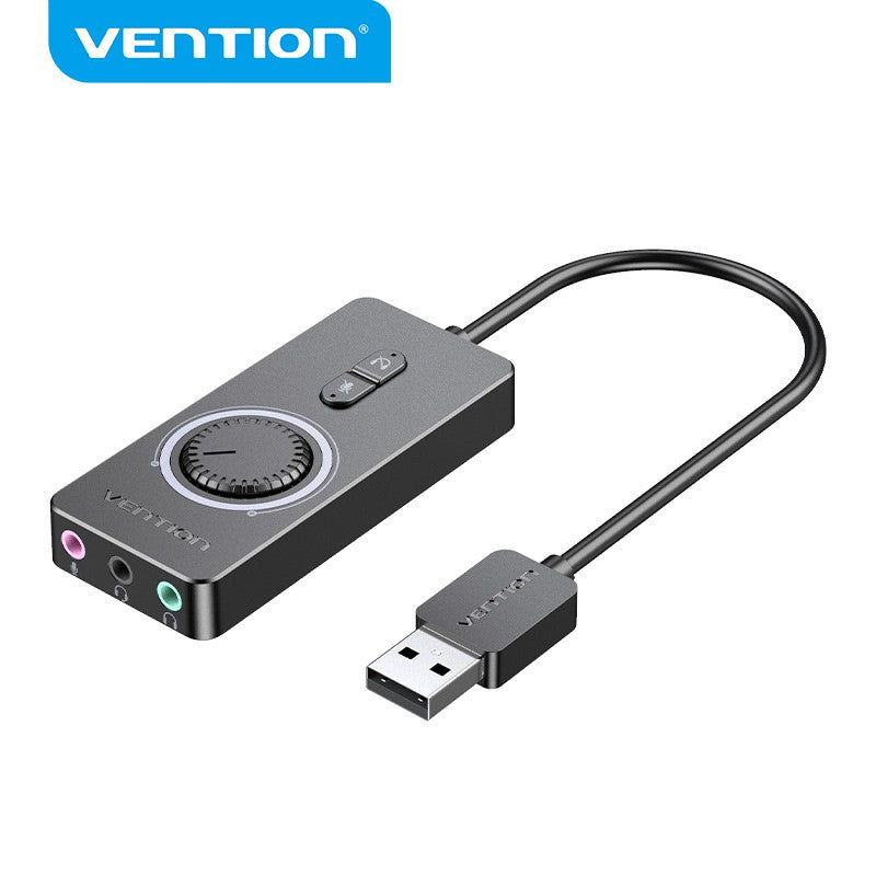 Vention Tarjeta De Sonido USB Externo Estéreo Adaptador Con Control De Volumen