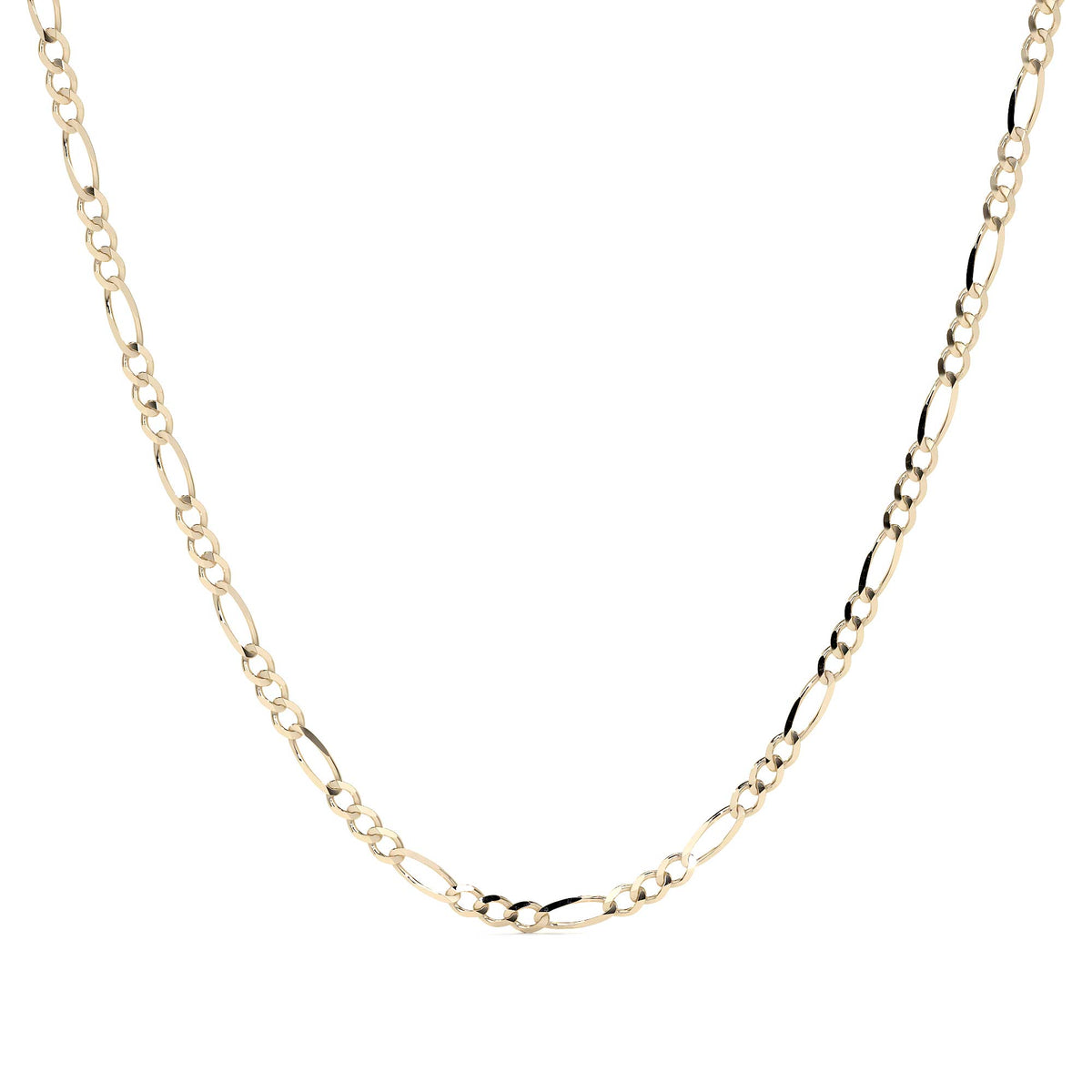 Cadena de Oro 10K Figaro 3x1 Hueca Unisex | Collar Italiano 2.0mm con Broche de Argolla | 40-60 cm
