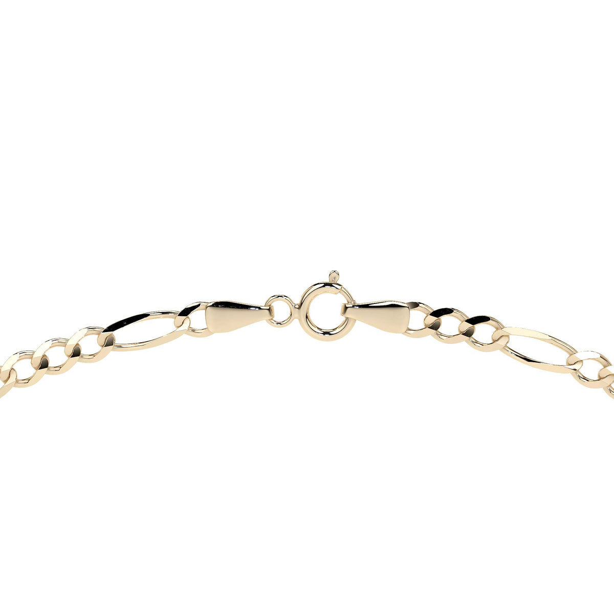 Cadena de Oro 10K Figaro 3x1 Hueca Unisex | Collar Italiano 2.0mm con Broche de Argolla | 40-60 cm