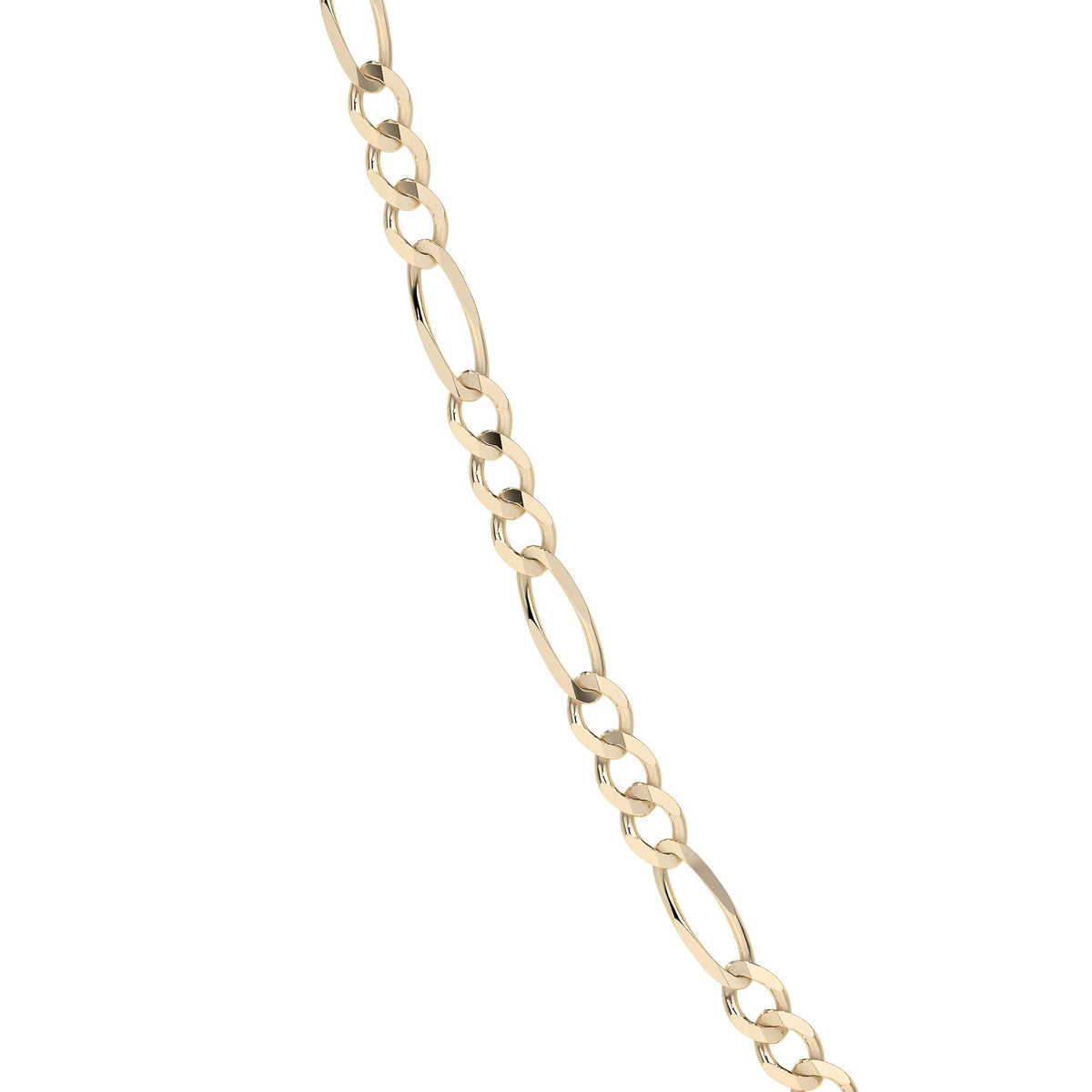 Cadena de Oro 10K Figaro 3x1 Hueca, Collar de Oro Italiano Ligero 2.6mm con Broche de Argolla