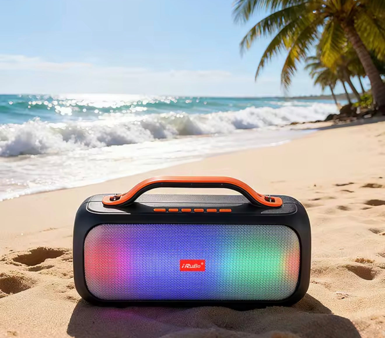 Bocina Bluetooth portátil con luces RGB