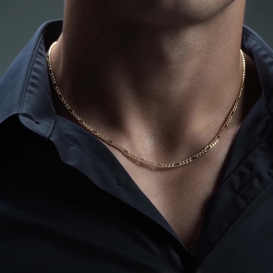 Cadena de Oro 10K Figaro 3x1 Unisex| Collar Italiano 3.5mm Imperial Jewelry | Joyería Fina Resistente