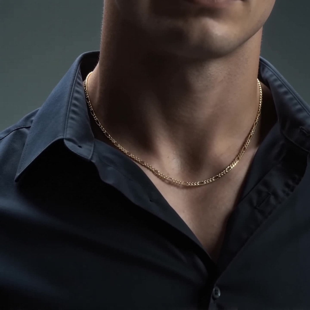 Cadena de Oro 10K Figaro 3x1 Unisex| Collar Italiano 3.5mm Imperial Jewelry | Joyería Fina Resistente