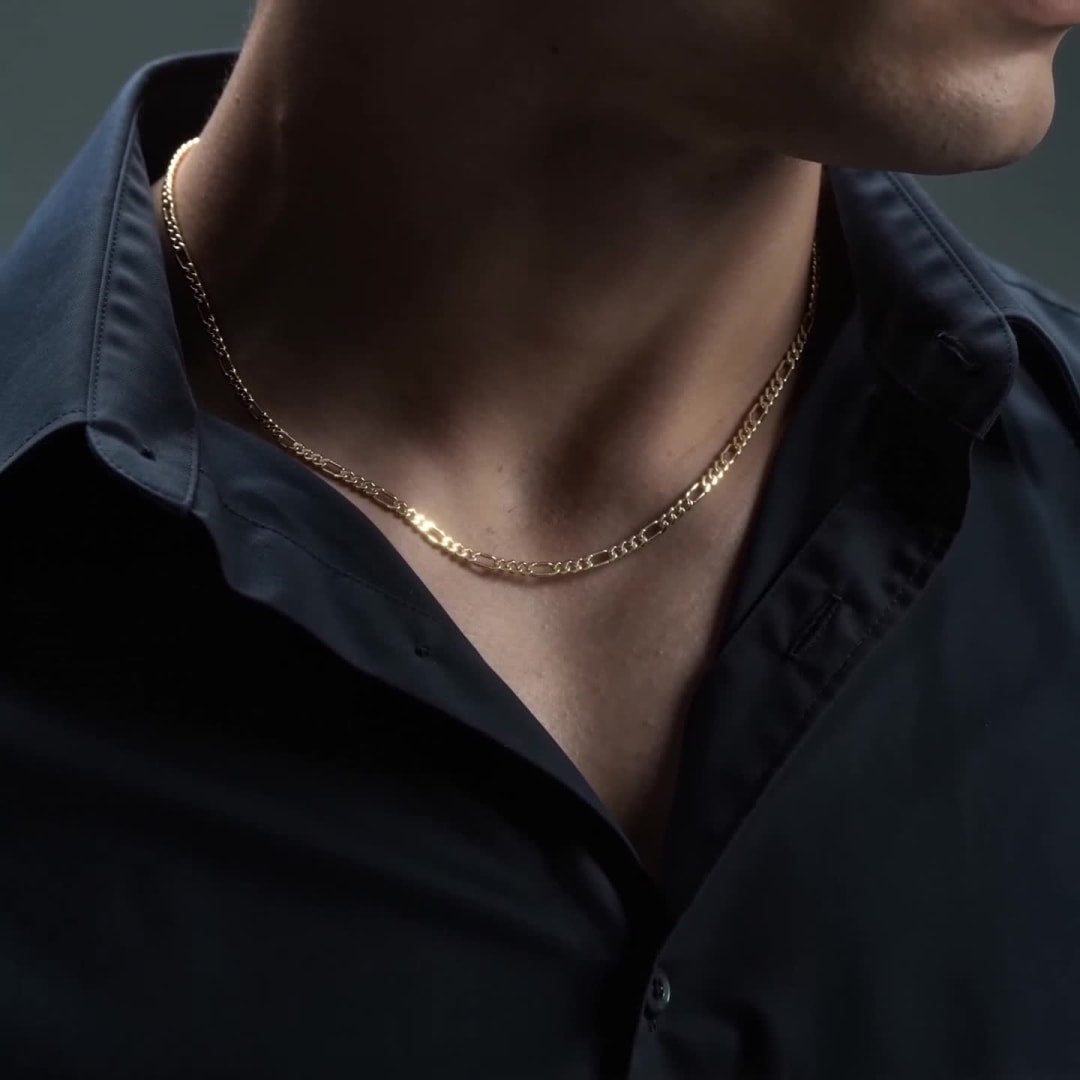Cadena de Oro 10K Figaro 3x1 Unisex| Collar Italiano 3.5mm Imperial Jewelry | Joyería Fina Resistente