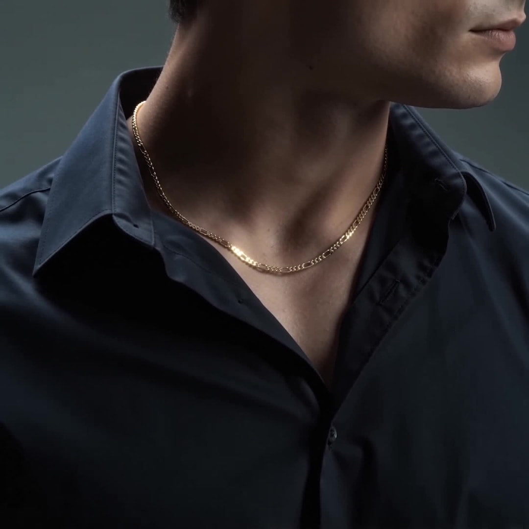 Cadena de Oro 10K Figaro 3x1 Unisex| Collar Italiano 3.5mm Imperial Jewelry | Joyería Fina Resistente
