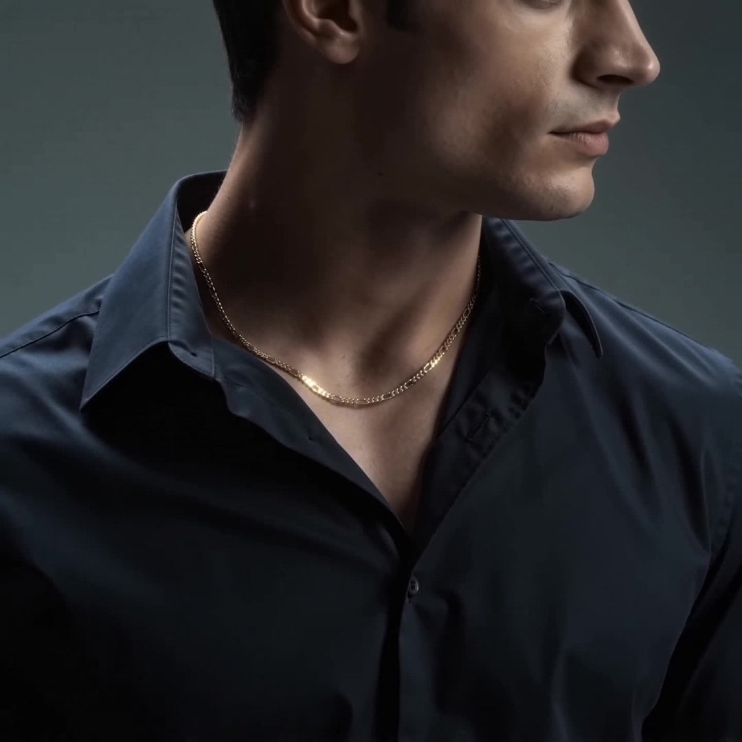 Cadena de Oro 10K Figaro 3x1 Unisex| Collar Italiano 3.5mm Imperial Jewelry | Joyería Fina Resistente