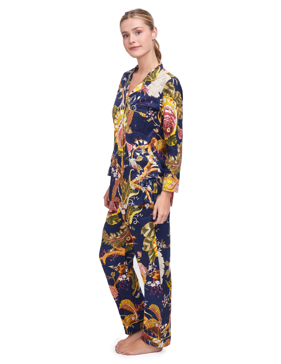 PIJAMA MAGNOLIA  DARK AZUL 2PZ 100% COTTON