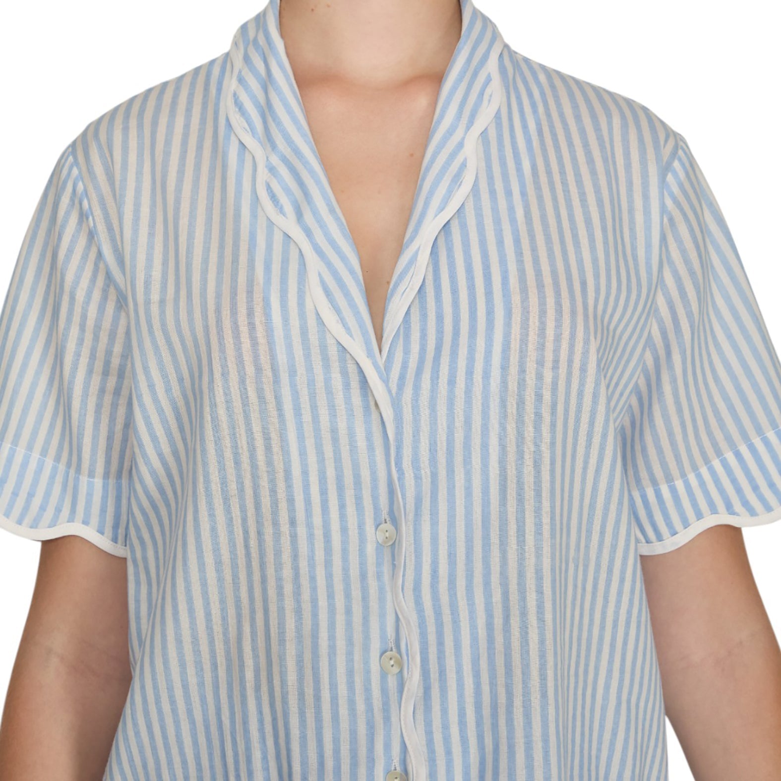 PIJAMA CLASSIC  BABY BLUE STRIPE SHORT SLEVE