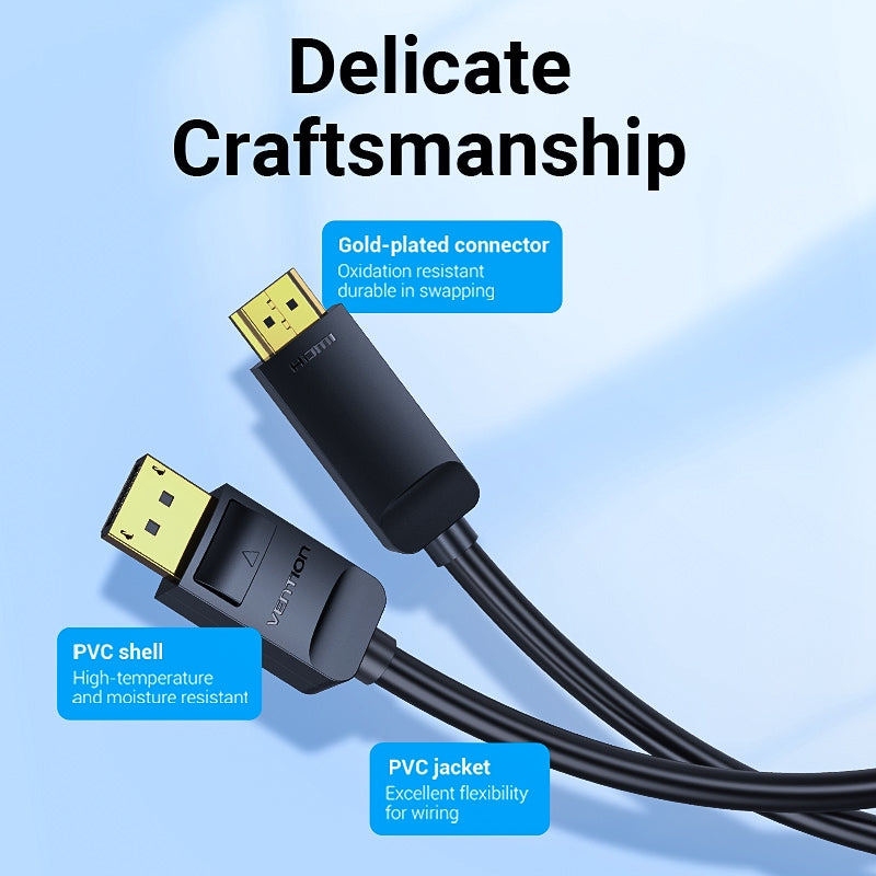 Vention DP A HDMI Cable 4k 30HZ Chapado En Oro DisplayPort Full HD